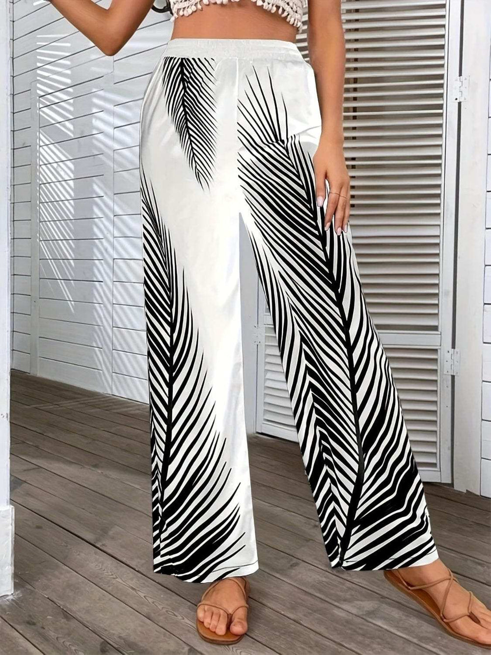 Printed Wide Leg Pants - Trendsi - Flyclothing LLC