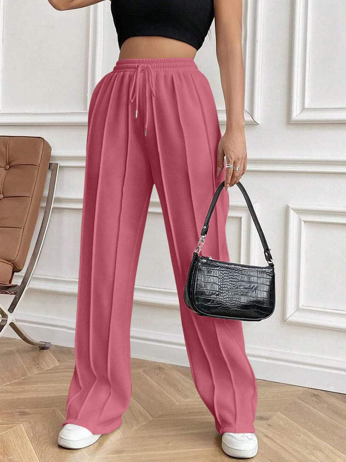 Drawstring Elastic Waist Pants with Pockets - Trendsi - Flyclothing LLC
