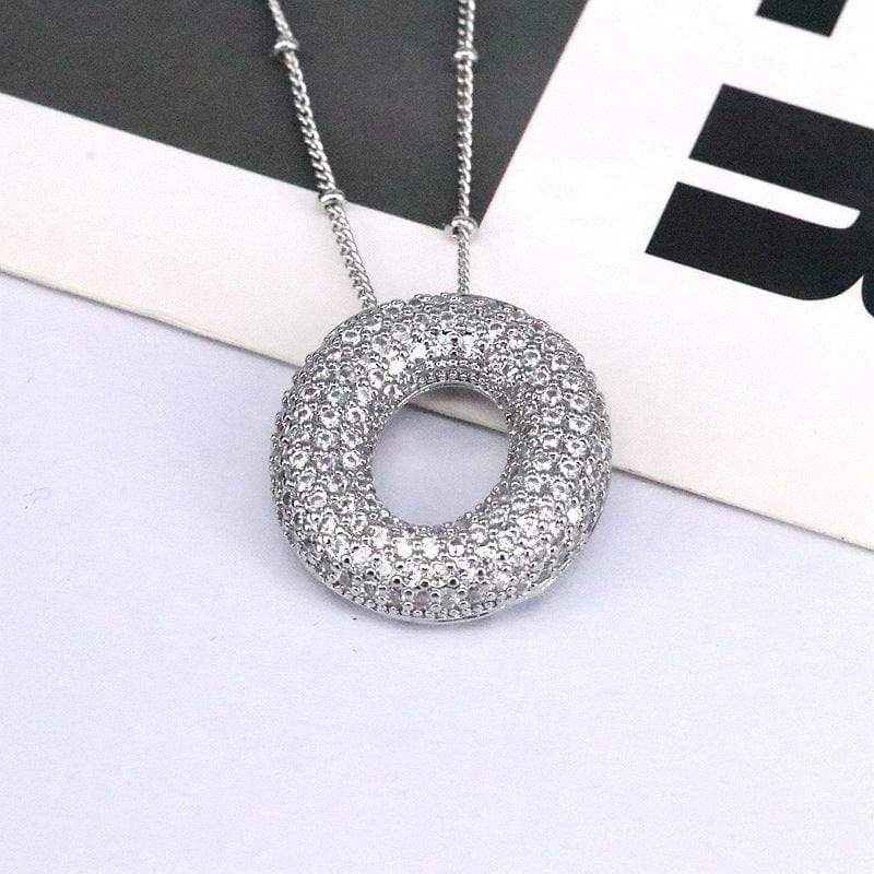 Copper Inlaid Zircon Letter Pendant Necklace - Trendsi - Flyclothing LLC
