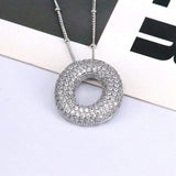 Copper Inlaid Zircon Letter Pendant Necklace - Trendsi - Flyclothing LLC