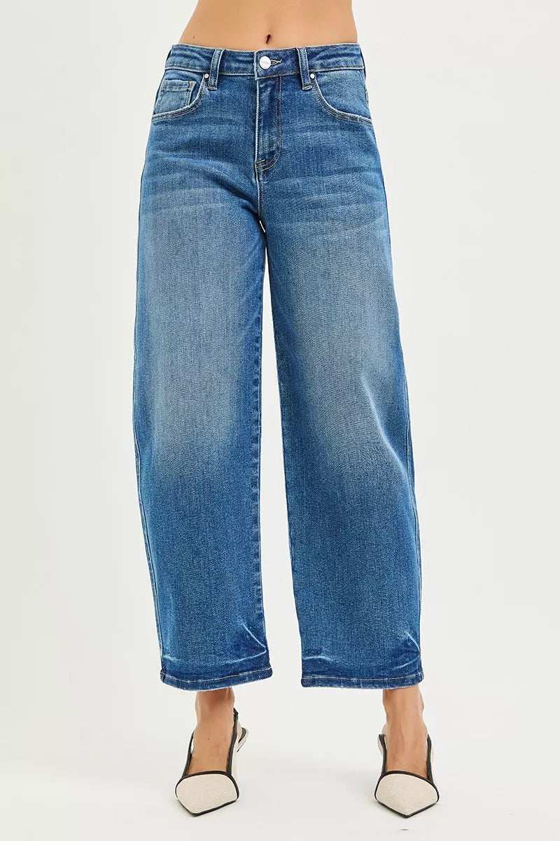 RISEN Slouchy Cropped Barrel Jeans - Trendsi - Flyclothing LLC