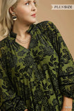 Umgee Full Size Floral Velvet Blouse with Balloon Sleeves Plus Size - Trendsi - Flyclothing LLC