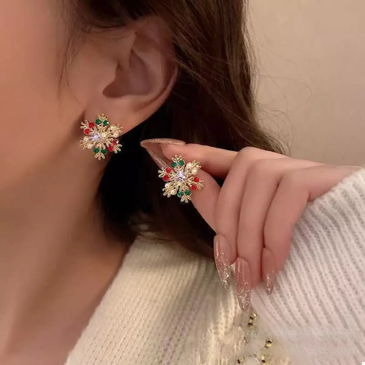 18K Gold-Plated Snowflake Stud Earrings - Trendsi - Flyclothing LLC