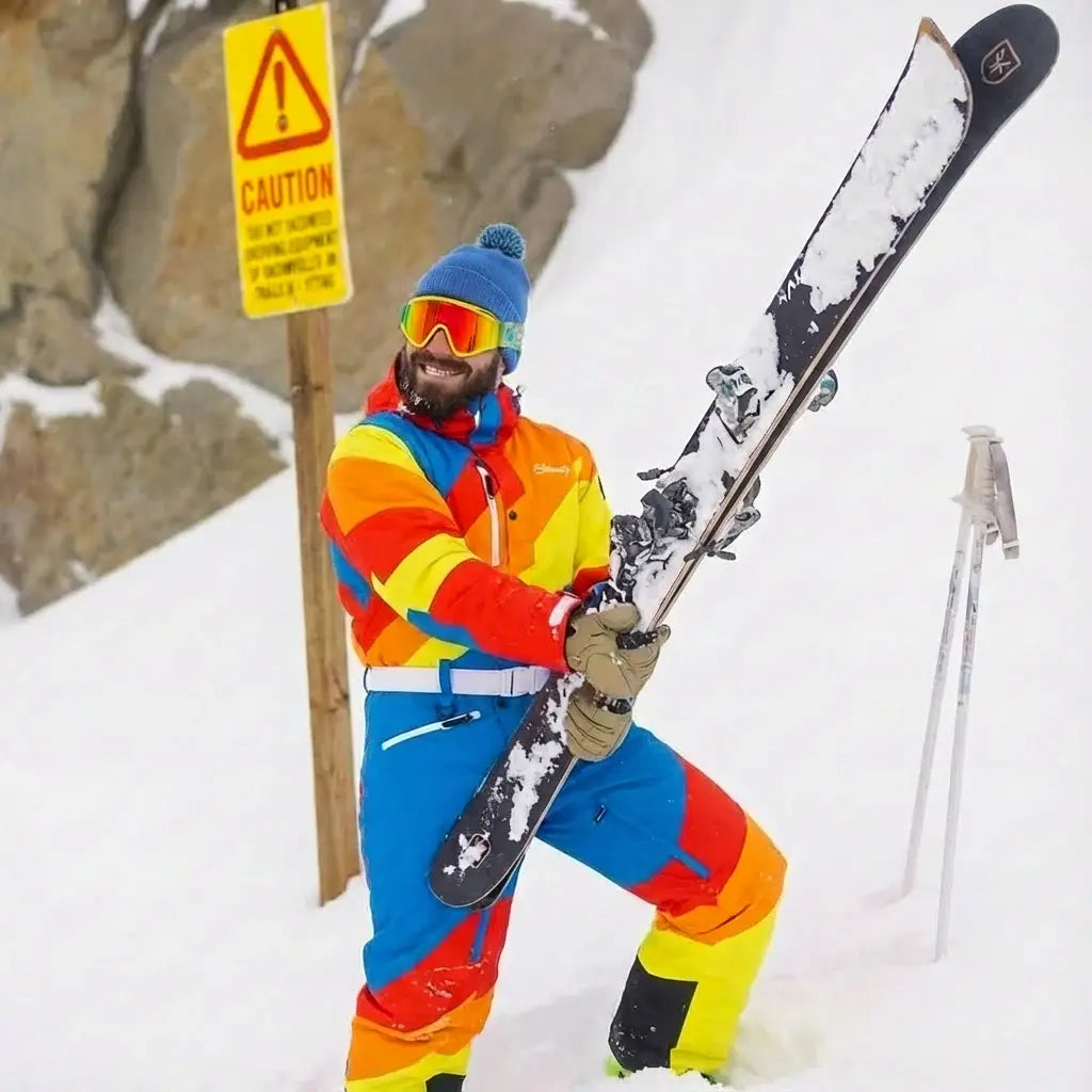 The Groovy Gondola | Orange Retro Swirl One Piece Ski Suit - Shinesty - Flyclothing LLC