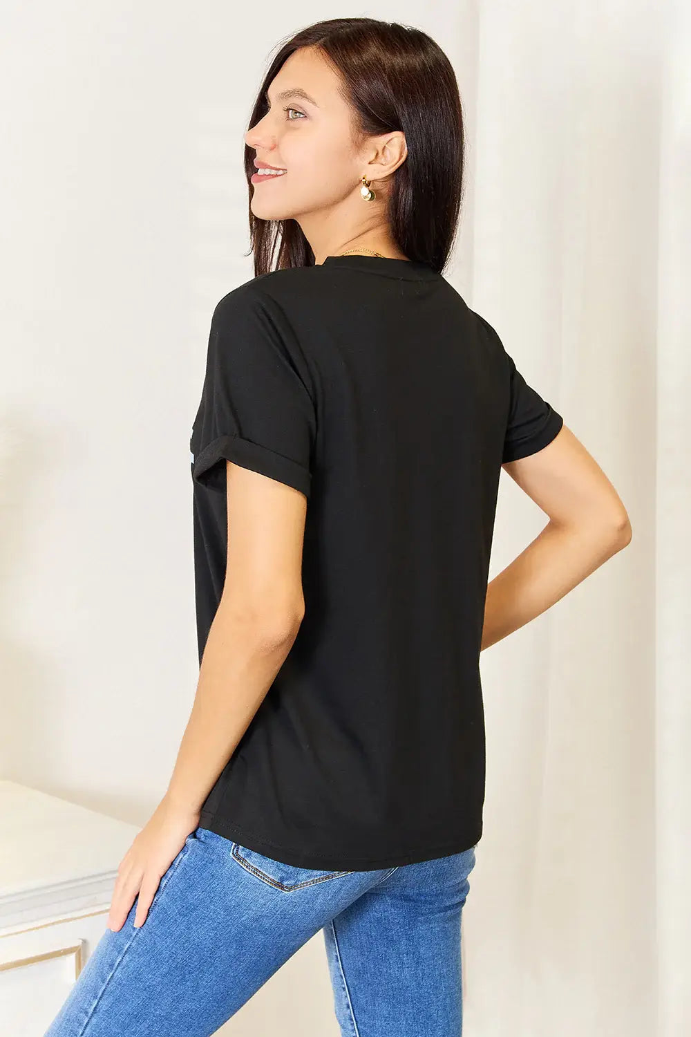 Simply Love Slogan Graphic Cuffed Sleeve T-Shirt - Trendsi - Flyclothing LLC