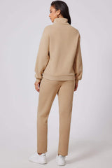 Half Snap Turtleneck Top and Pants Active Set - Trendsi - Flyclothing LLC