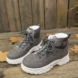 Plush Lining Lace Up Boots - Trendsi - Flyclothing LLC