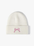 Embroidered Bow Knit Hat - Trendsi