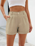 Roll Trim Half Elastic Waist Shorts - Trendsi