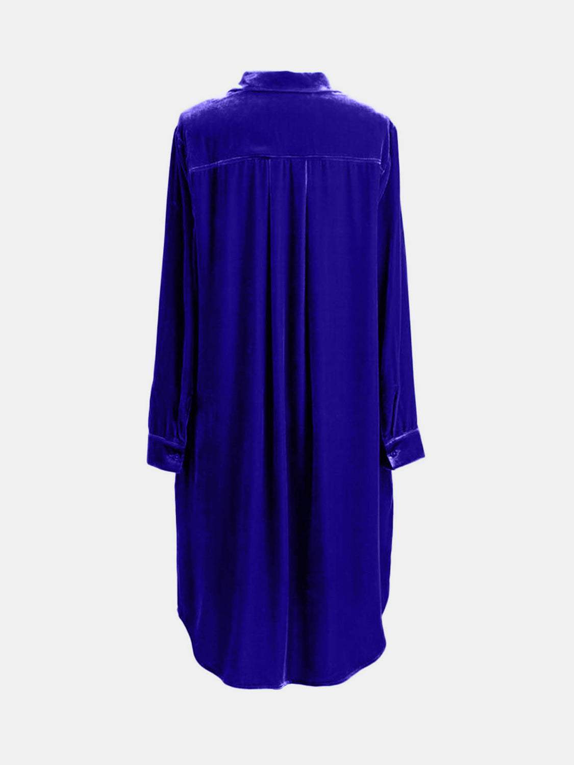 High-Low Button Up Long Sleeve Knee Length Dress - Trendsi - Flyclothing LLC
