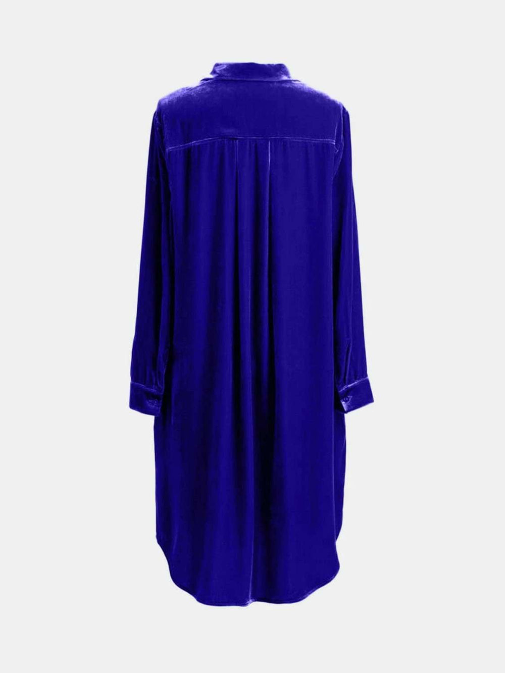 High-Low Button Up Long Sleeve Knee Length Dress - Trendsi - Flyclothing LLC