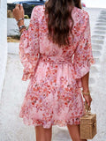 Ruffled Printed Surplice Half Sleeve Mini Dress - Trendsi - Flyclothing LLC