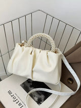 Pearl Handle Ruched Crossbody Bag - Trendsi - Flyclothing LLC