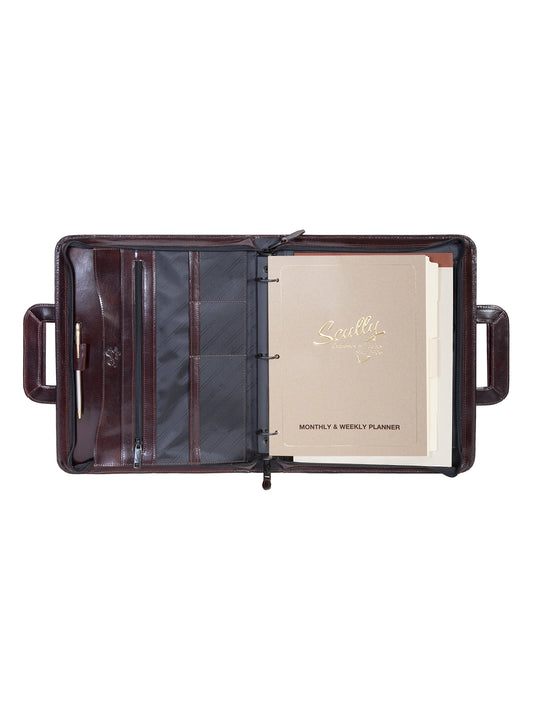 Scully Leather 3 ring zip binder w/drop handles