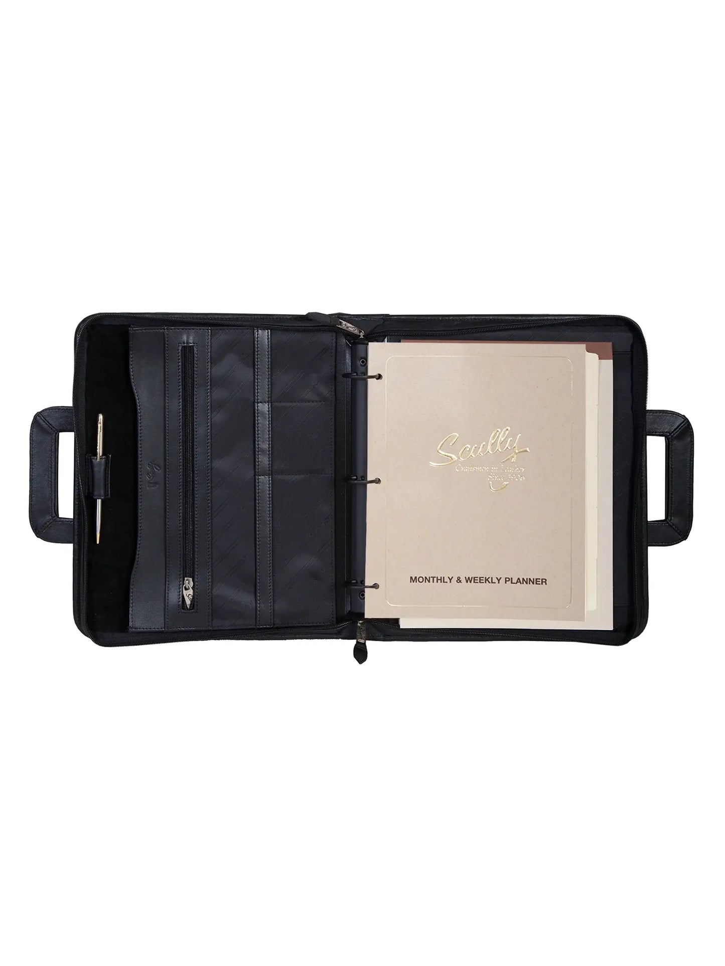 Scully Leather 3 ring zip binder w/drop handles - Scully Leather - Flyclothing LLC