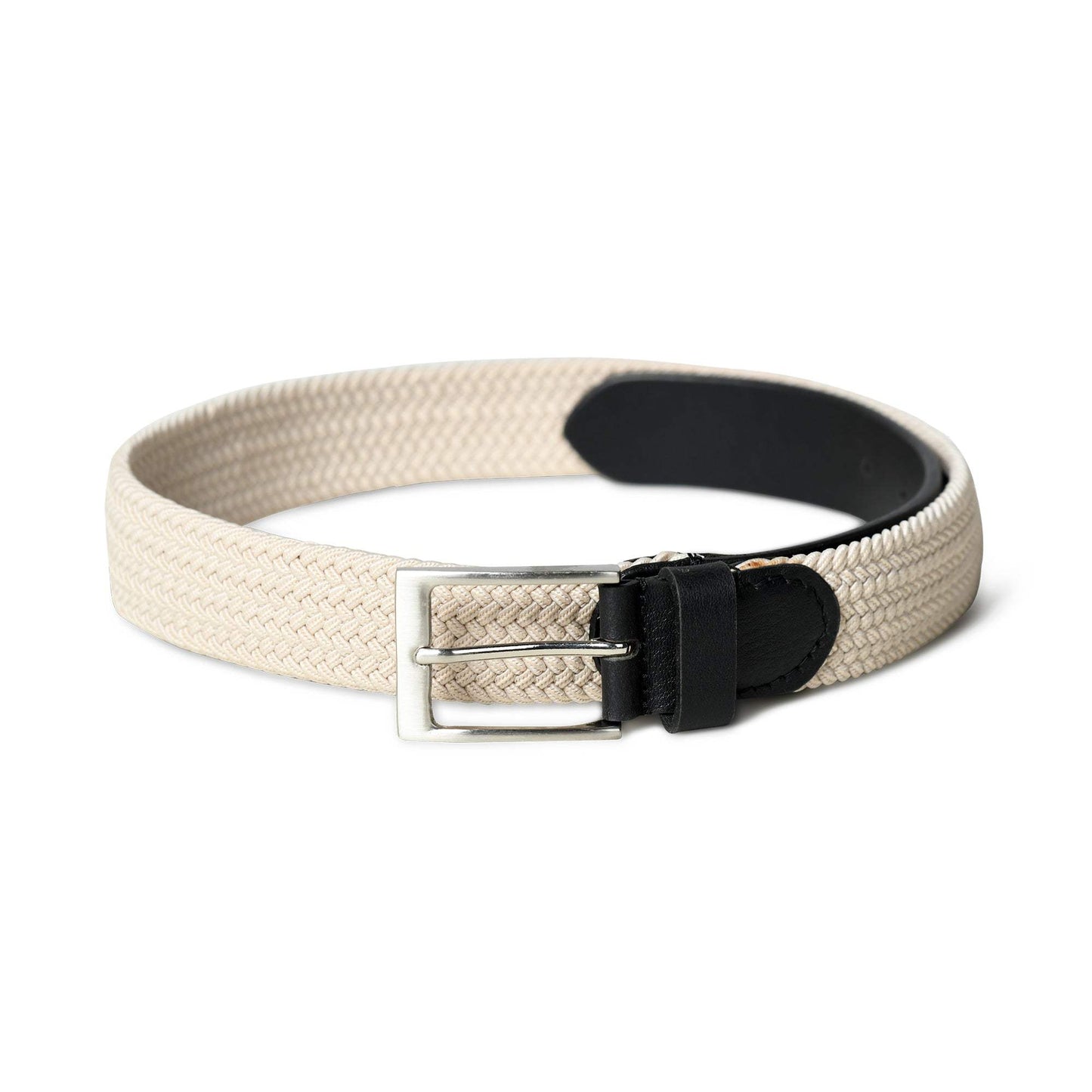 Cream & Black Braided Canvas Leather Belt - Classy Leather Bags - Flyclothing LLC