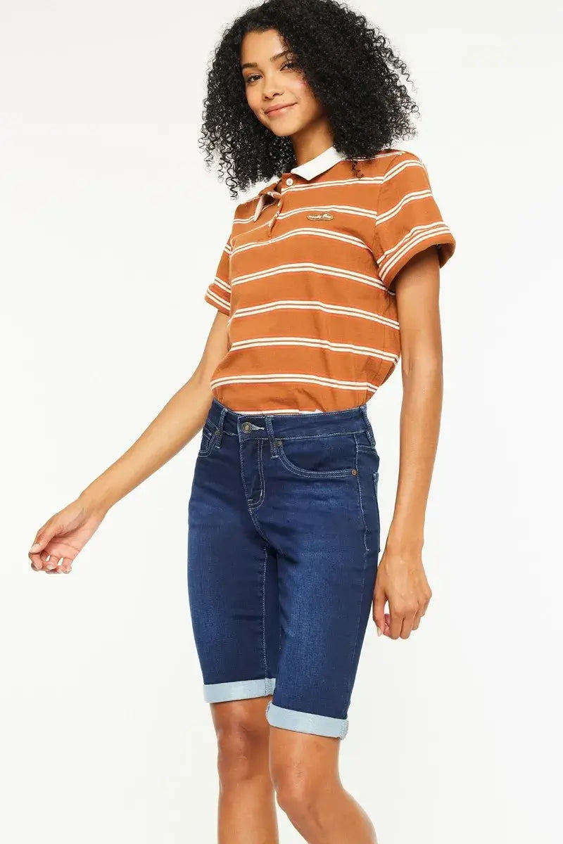 Kancan Mid Rise Bermuda Denim Shorts - Trendsi - Flyclothing LLC