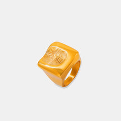 Titanium Steel Fingerprint Signet Ring Trendsi