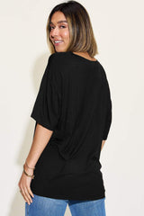 Basic Bae Full Size Bamboo V-Neck Drop Shoulder T-Shirt - Trendsi - Flyclothing LLC