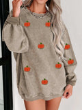 Pumpkin Round Neck Long Sleeve Sweatshirt - Trendsi - Flyclothing LLC