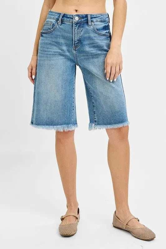RISEN Full Size Tummy Control Mid Rise Fit Bermuda Plus Size - Trendsi - Flyclothing LLC