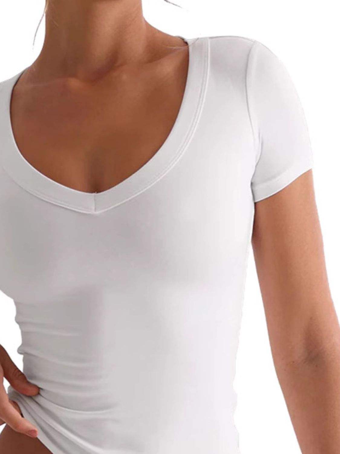 Lovelet Scoop Neck Short Sleeve T-Shirt - Trendsi - Flyclothing LLC