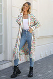 Multicolored Open Front Fringe Hem Cardigan - Trendsi - Flyclothing LLC