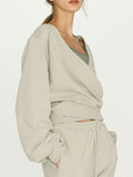 Surplice Long Sleeve Sweatshirt - Trendsi