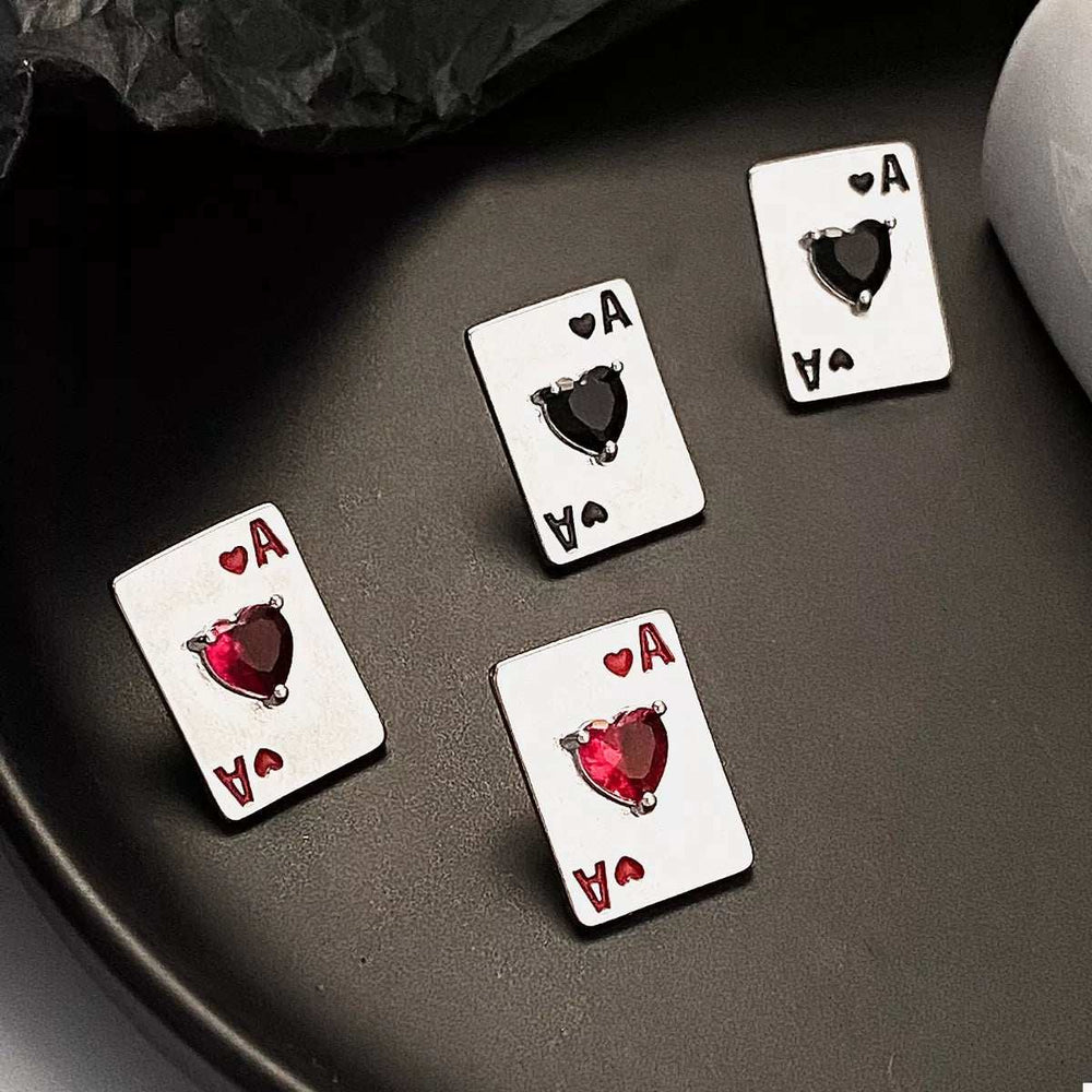 Poker Card Ace of Hearts Stud Earrings - Trendsi - Flyclothing LLC