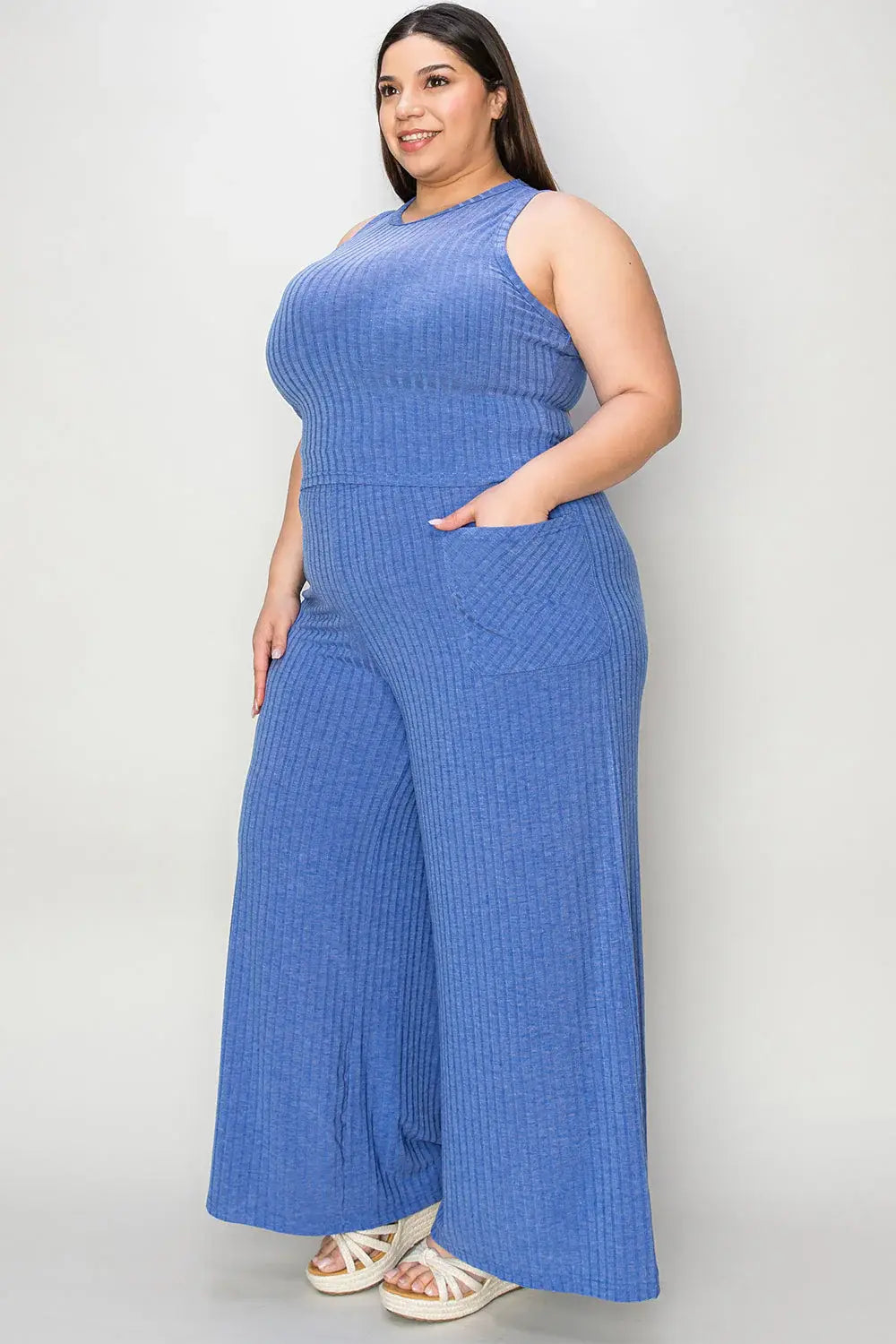 Basic Bae Full Size Ribbed Tank and Wide Leg Pants Set - ShopBasicbae - Flyclothing LLC