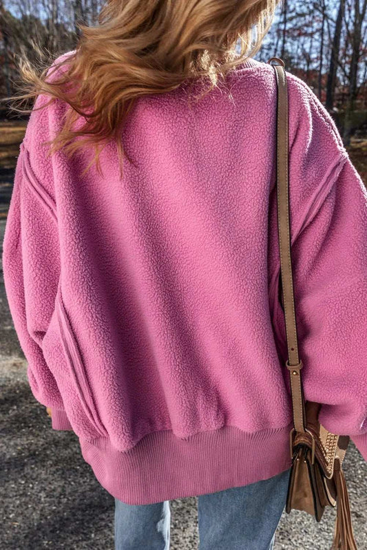 Slit Round Neck Long Sleeve Sweatshirt - Trendsi - Flyclothing LLC