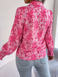 Floral Collared Neck Long Sleeve Shirt - Trendsi - Flyclothing LLC