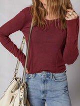Exposed Seam Ribbed Long Sleeve Top - Trendsi - Flyclothing LLC