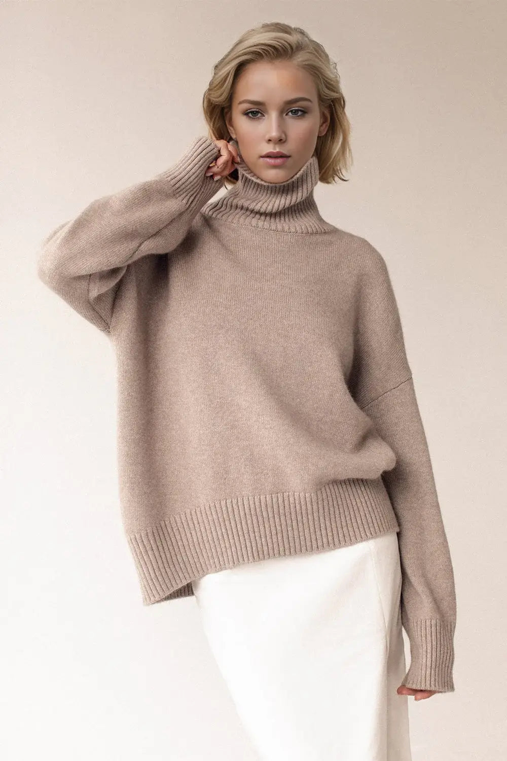 Basic Bae Turtleneck Dropped Shoulder Long Sleeve Sweater - ShopBasicbae - Flyclothing LLC
