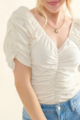And The Why Buttery Soft Ruched Detailed Jersey Bodysuit - Trendsi - Flyclothing LLC