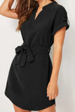 Tied Notched Short Sleeve Dress - Trendsi - Flyclothing LLC