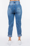 American Bazi High Waist Pleated Waist Mom Jeans - Trendsi