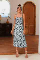 Slit Crisscross Printed Sleeveless Cami Dress - Trendsi - Flyclothing LLC