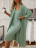 V-Neck Cami Dress and Open Front Cardigan Sweater Set - Trendsi