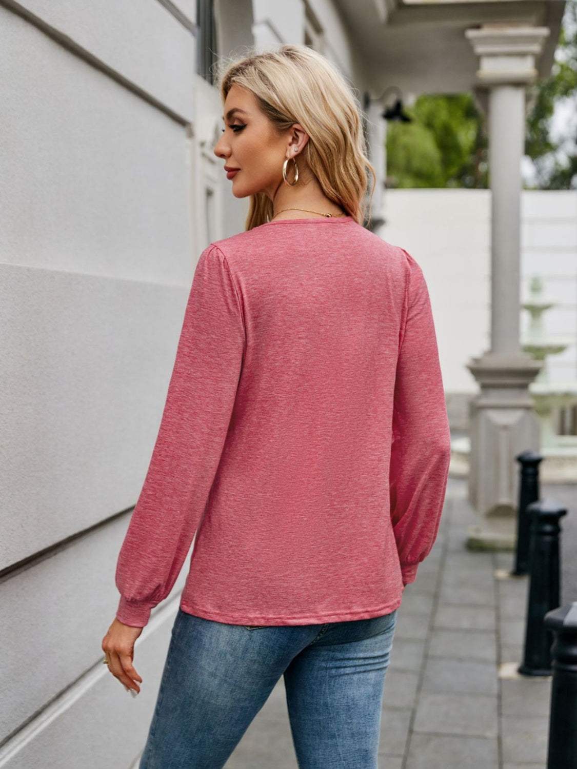 V-Neck Long Sleeve T-Shirt - Trendsi - Flyclothing LLC