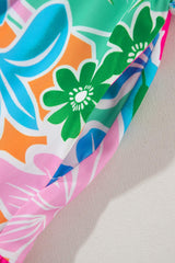 Printed Tie Waist Lantern Sleeve Mini Dress - Trendsi - Flyclothing LLC