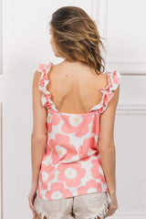 BiBi Floral Waffle Ruffled Tank - Trendsi - Flyclothing LLC