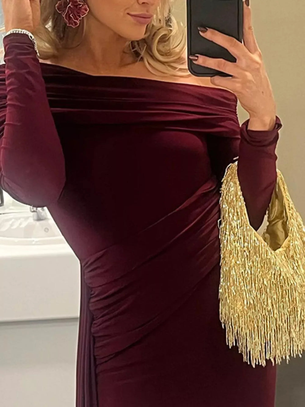 One-Shoulder Ruched Maxi Dress - Trendsi - Flyclothing LLC