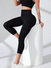 High Waist Cropped Active Leggings - Trendsi