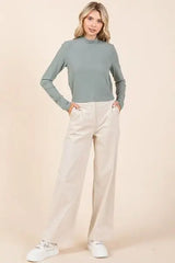 Mittoshop Corduroy Back Elastic Waist Pants - Trendsi - Flyclothing LLC