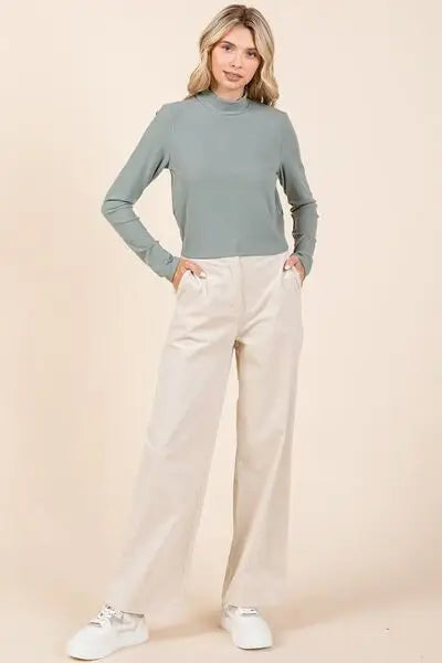 Mittoshop Corduroy Back Elastic Waist Pants - Trendsi - Flyclothing LLC