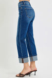 RISEN Full Size High Rise Ankle Straight Cuffed Jeans Plus Size - Trendsi
