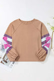 Flower Patch Round Neck Balloon Sleeve Top - Trendsi - Flyclothing LLC
