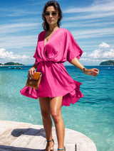 Surplice Half Sleeve Mini Dress - Trendsi - Flyclothing LLC