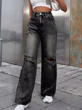 Distressed Wide Leg Jeans with Pockets - Trendsi